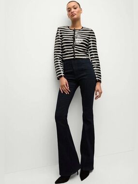NWT Veronica Beard Mickey Sequin Cropped Jacket Size 6 Black/Off-White